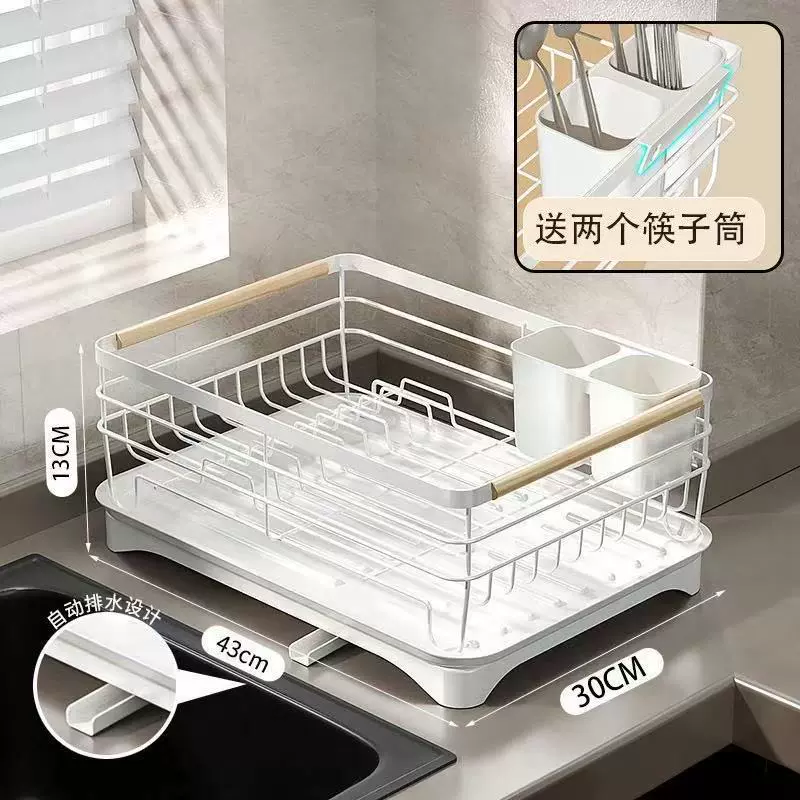 跨境厨房台面沥水碗架铁艺材质防水碗碟筷子水杯大容量收纳置物架