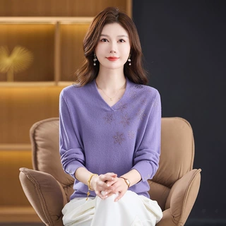 【100%纯羊毛】针织羊毛衫打底衫中老年女装厚款妈妈毛衣秋冬上衣