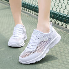 夏季新款镂空网面透气休闲运动鞋女白色软底轻便跑步鞋学生单网鞋
