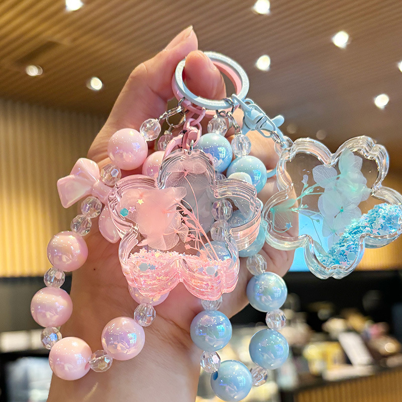 Quicksand Bottle Beaded Acrylic Flower Keychain for Women, Exquisite Gift, Bag Accessory, Car Pendant, Wholesale Gifts Quicksand Bottle Beaded Acrylic Flower Keychain for Women, Exquisite Gift, Bag Accessory, Car Pendant, Wholesale Gifts