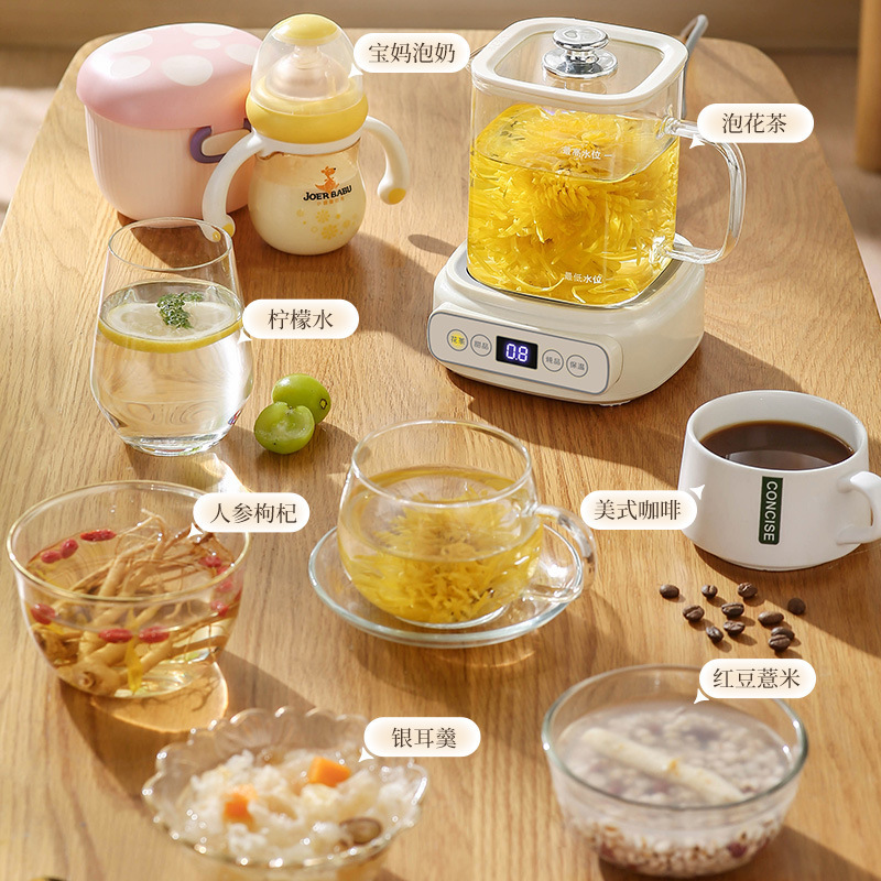 一件代发办公室静音煮花茶养生壶全玻璃保温迷你方型养生杯礼品|undefined