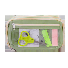 New transparent high-value male and female primary and secondary school students stationery bag pencil bag ins style pencil bag seven-layer panda pencil bag