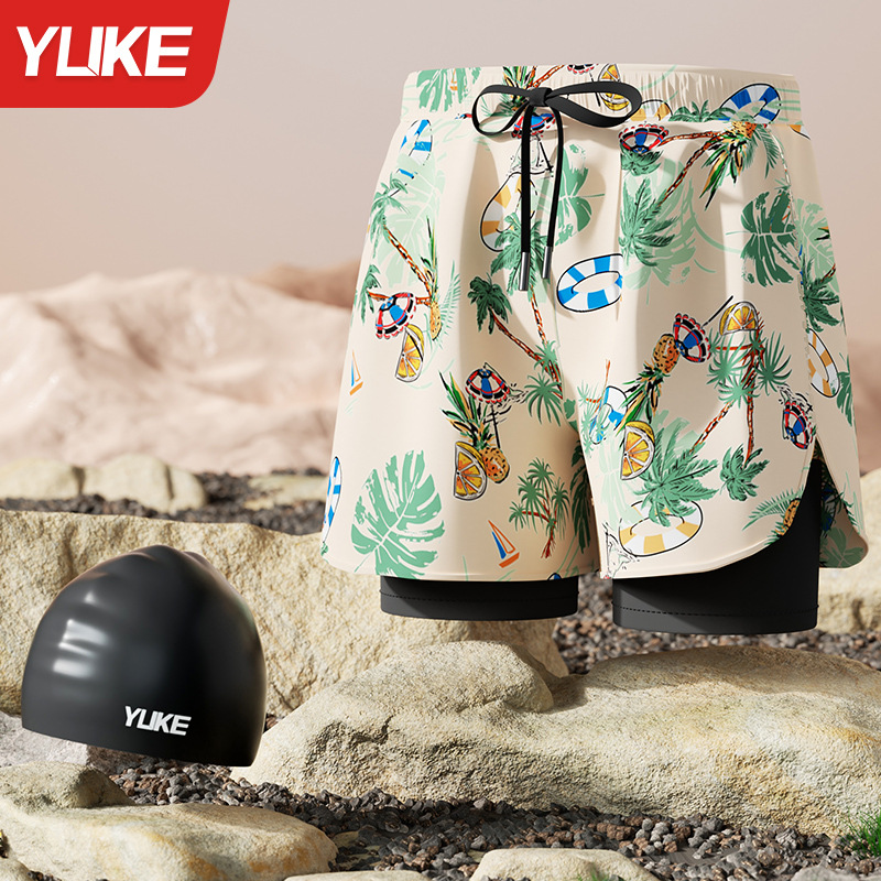 Green (swimming trunks + silicone cap)