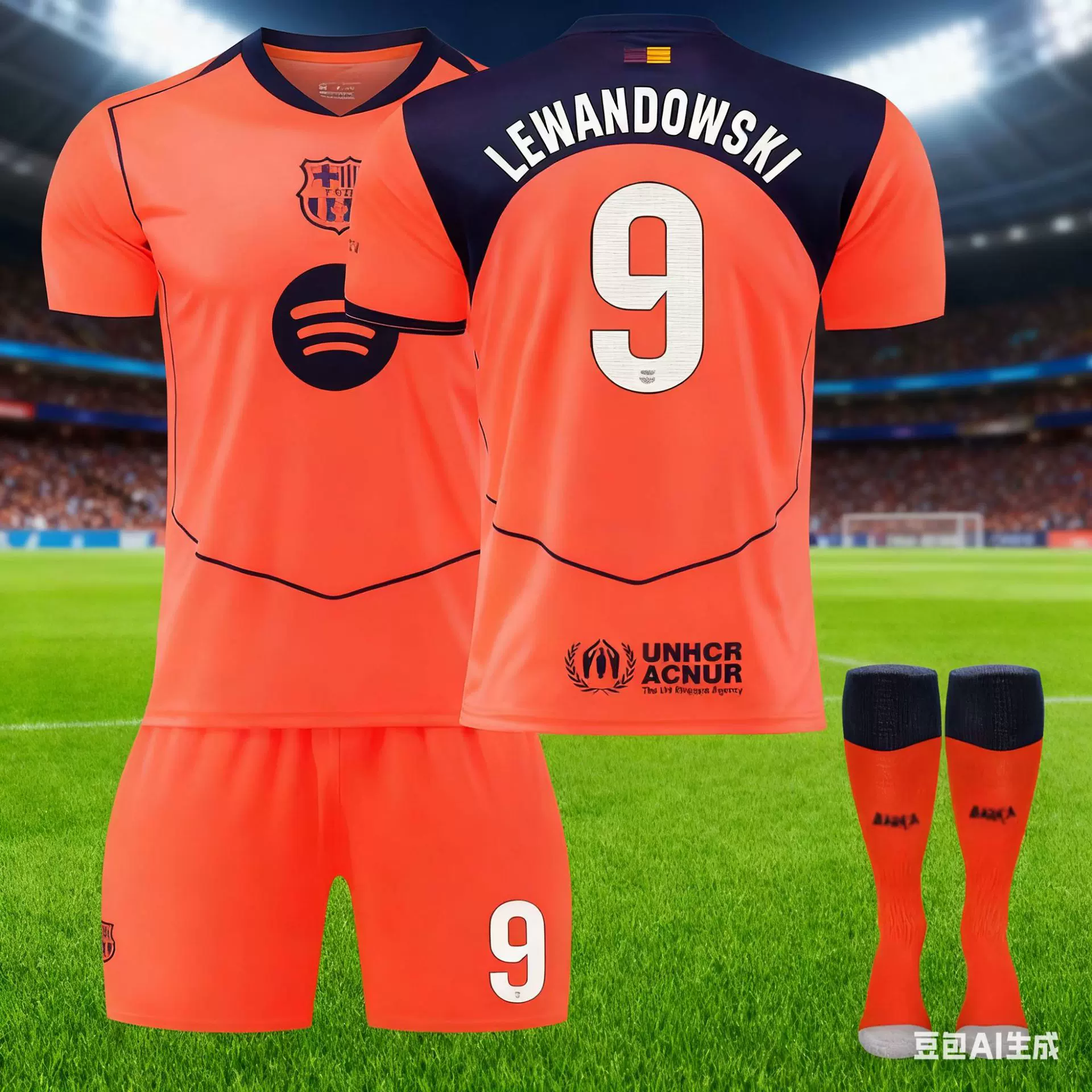 2526巴萨客场球衣10号亚马尔6哈维21德容跨境短袖足球服套装橙色