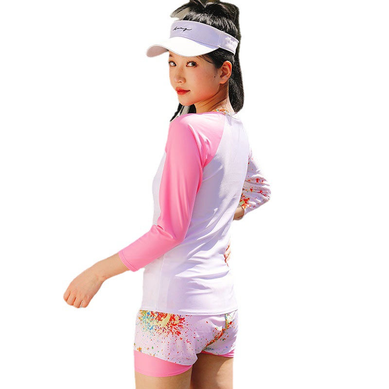 Traje de baño para niños niñas 2023 nuevo secado rápido traje de baño dividido estudiante medio y niños grandes con el pecho pad traje de baño estudiante verano