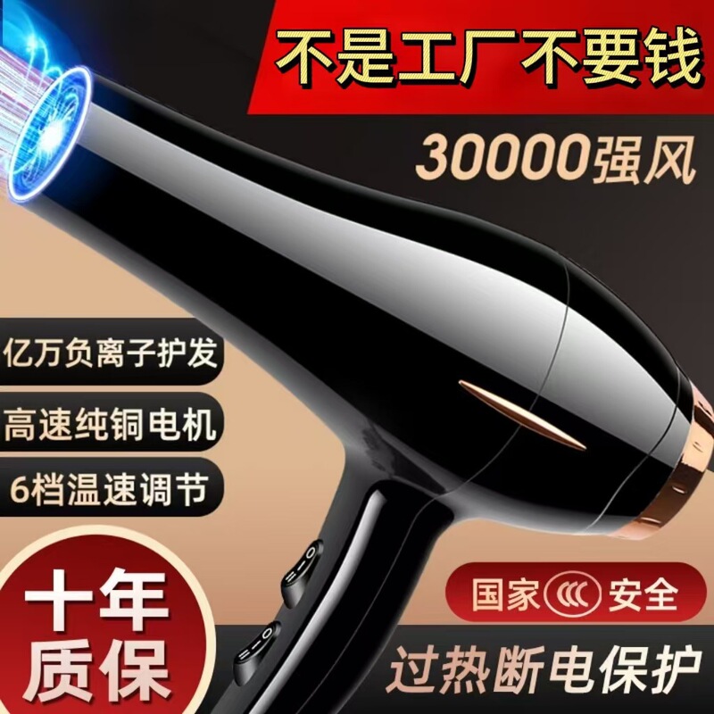 Large Barrel Hair Dryer Household Hair Dryer High Wind Hair Salon Barber Shop High Power Negative Ion Hair Care Quick Drying Barrel