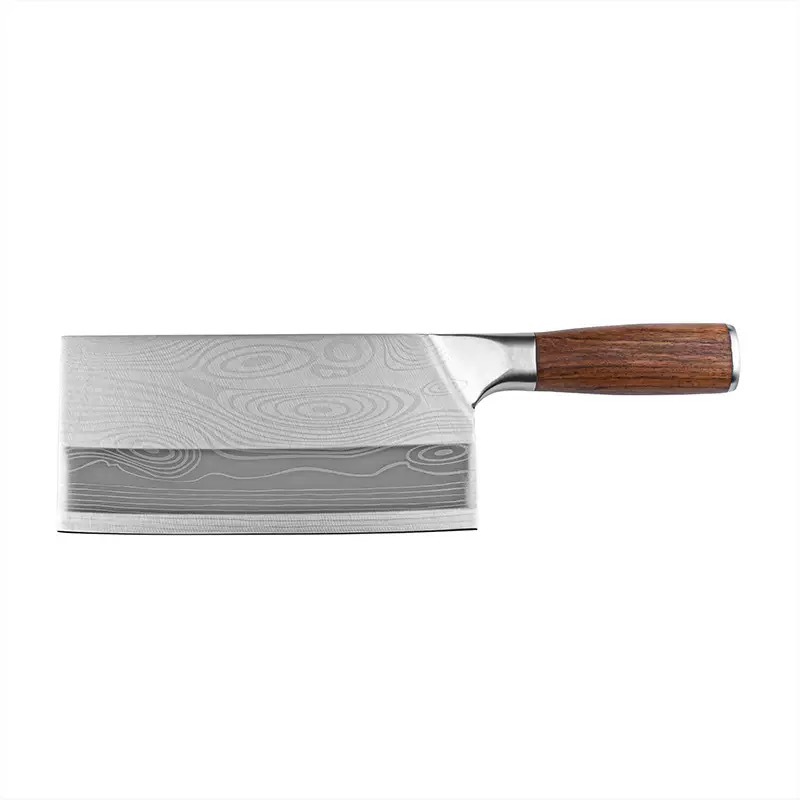 Cuchillo de corte de acero inoxidable con mango de madera de flores de billy, cuchillo de corte de corte de patrón de Damasco, cuchillo de corte de huesos afilado de cocina doméstica
