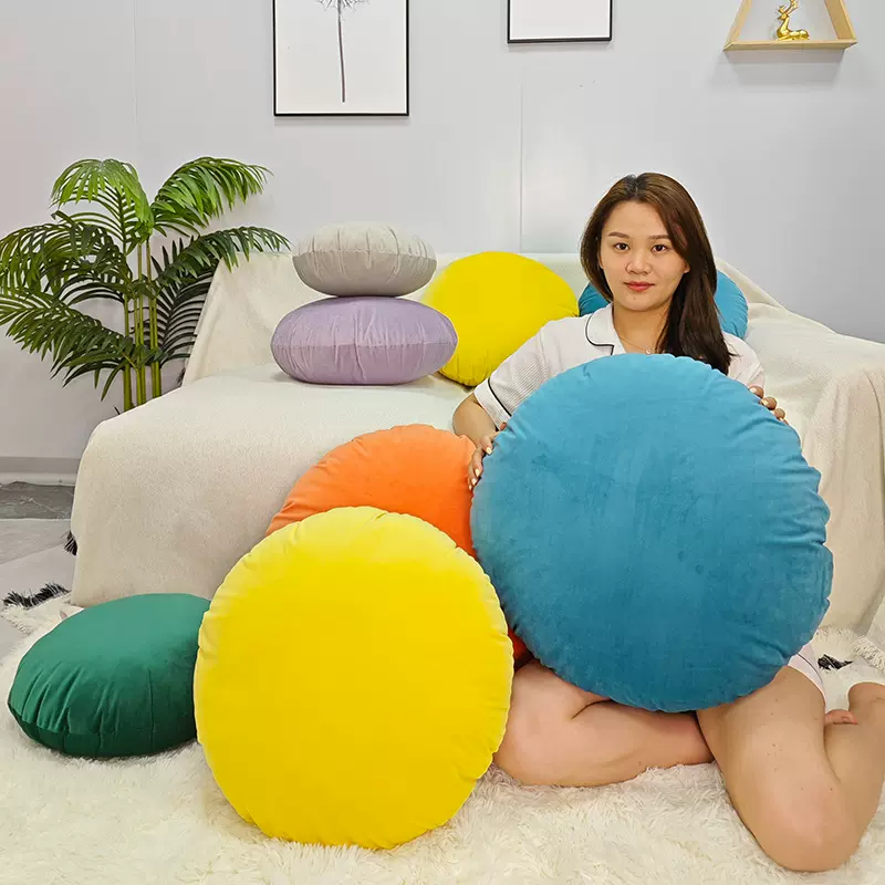 日式圆形抱枕靠垫客厅沙发腰枕床头靠背垫圆型太鼓靠枕办公室午睡