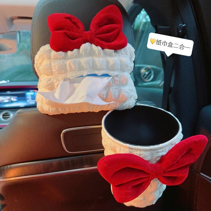 Car Tissue Box, Car Tissue Holder, Armrest Box, Sun Visor, Seat Hanging Type, Cute, Simple, High-End Feel, Paper Bag for Women