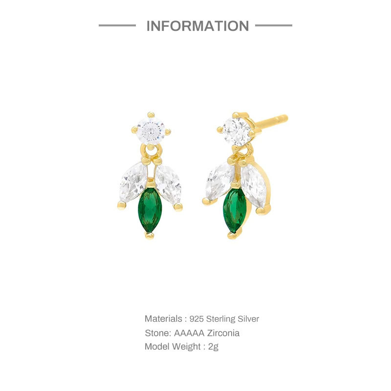 Fashion Heart Shape Sterling Silver Plating Zircon Ear Studs