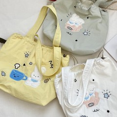 58271 大容量托特包女2025新款刺绣小兔帆布包学生上课通勤单肩包