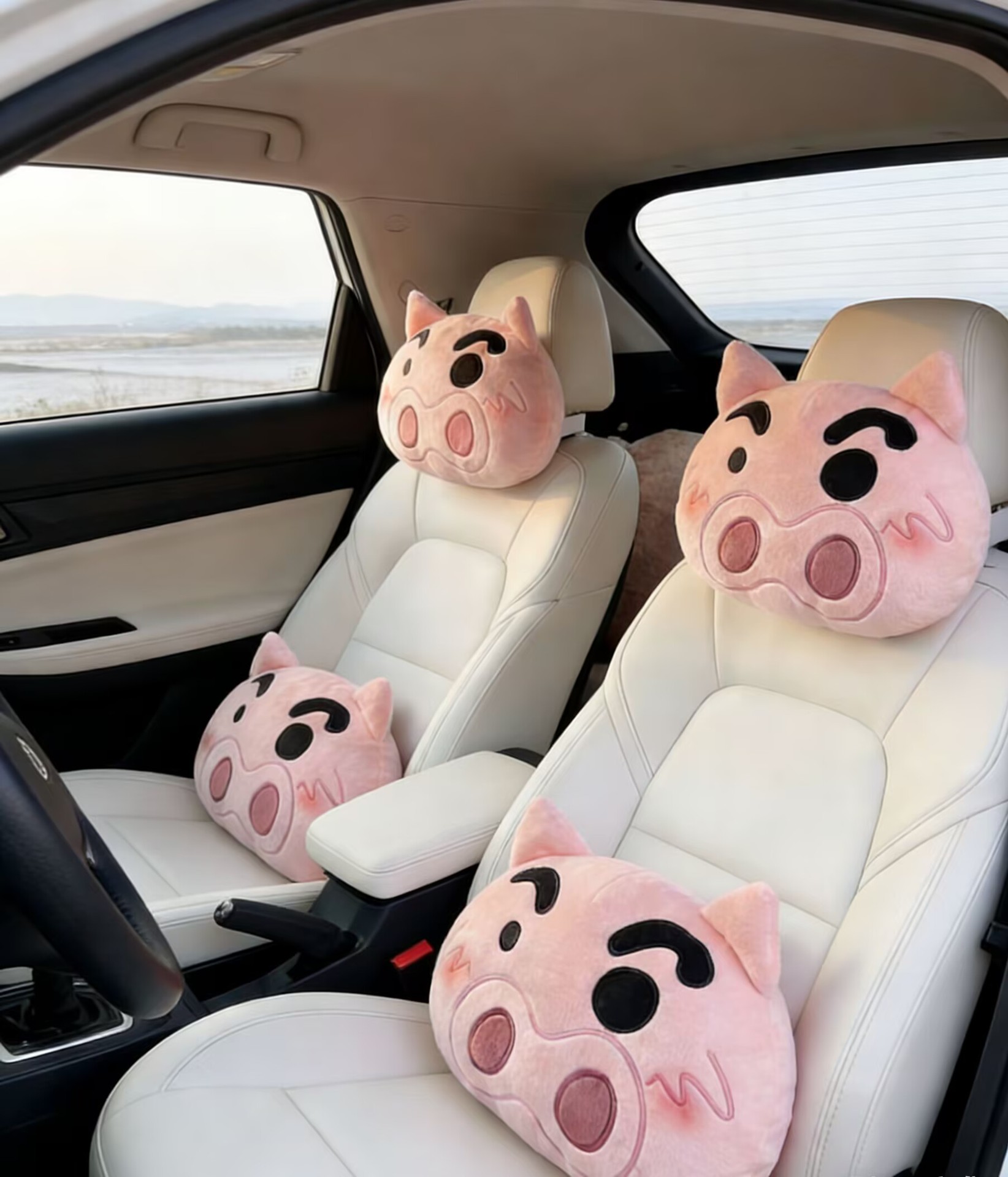 Cartoon New Style Piggy Doll Car Headrest Interior Decoration Neck Pillow Sunny Day Piggy Headrest Interior Decoration Sunny Day Piggy