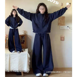 秋季大码时尚减龄运动服休闲套装女洋气显瘦卫衣两件套胖mm300斤