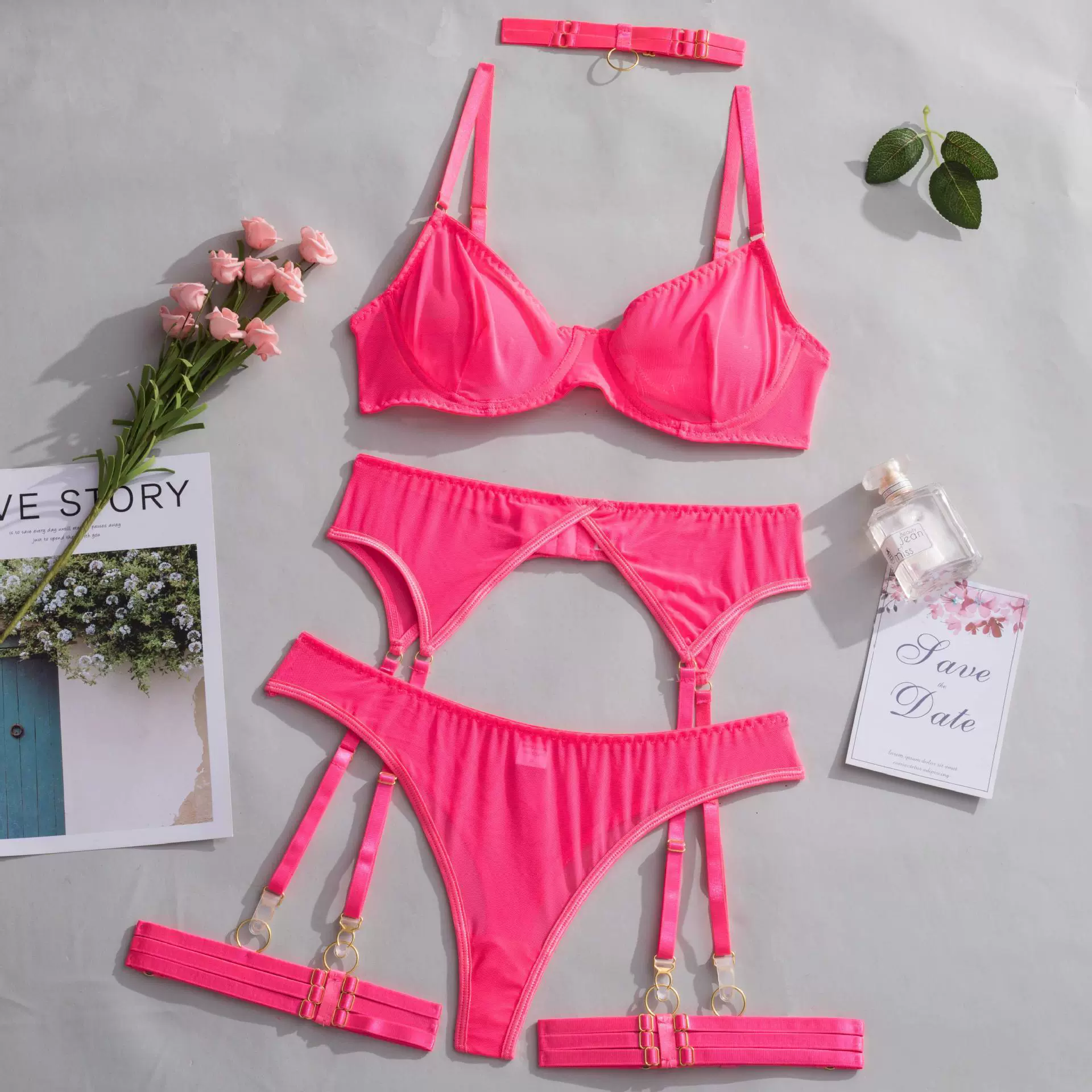 Сексуальное ультратонкое нижнее белье, комплект с кружевной поддержкой, eBay, комплект из 3 предметов