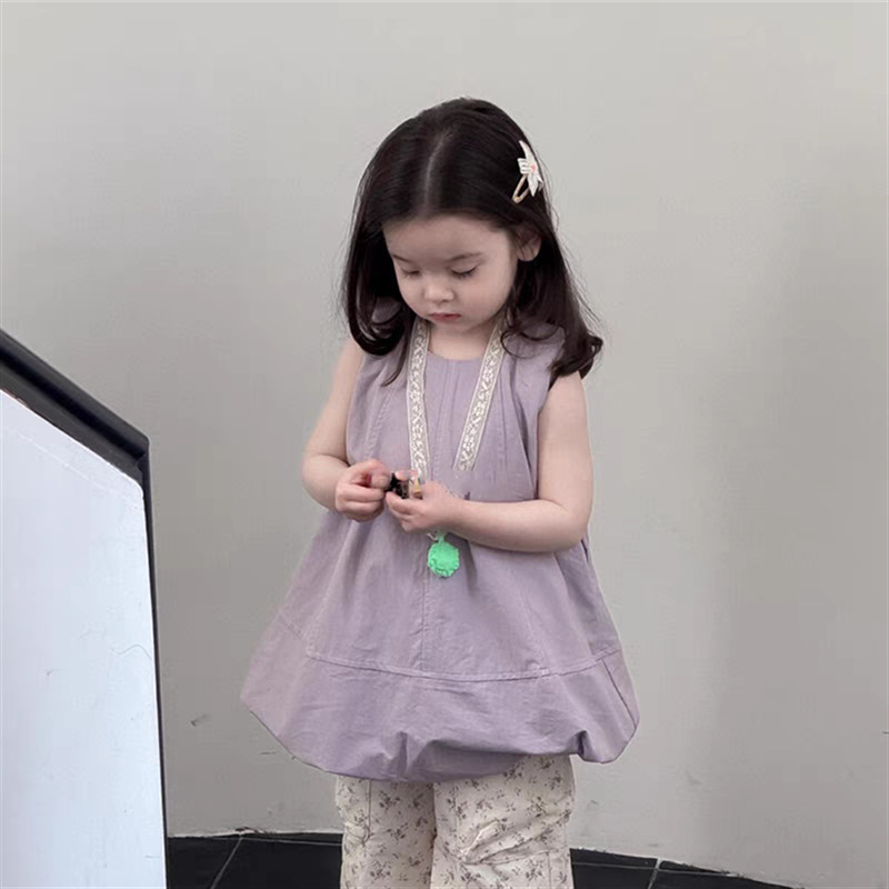 Zheng Qiqi niñas sin mangas brotes de flores chaleco 25 verano nuevo vestido de diseño de ropa infantil para niñas vestidos de moda