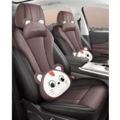 Modelə uyğun (Original) oturacaq örtükləri – Red Flag HS7 car seat - black-coffee-color-cartoon-version-five-seater-full-coverage-for-the-front-row-partial-coverage-for-the-back-row