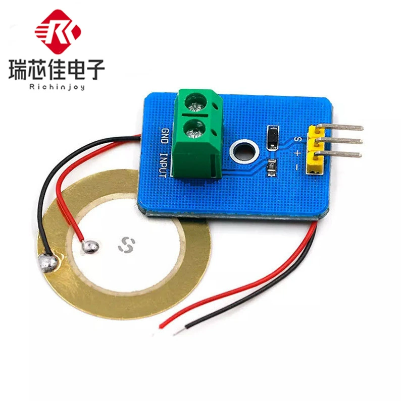 Аналоговый пьезоэлектрический керамический датчик вибрации, электронный строительный блок, автономный чип-модуль