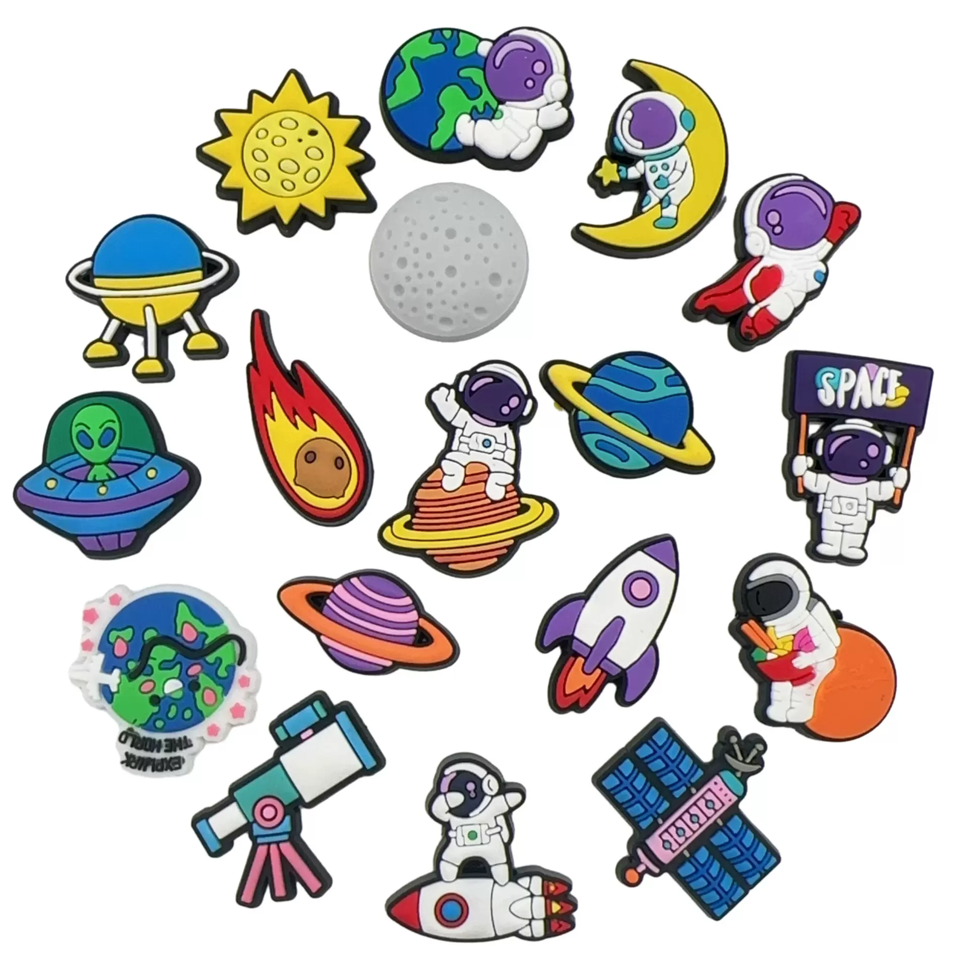 新款宇航员系列鞋花星球太空人可爱卡通croc可拆卸洞洞鞋鞋扣配饰