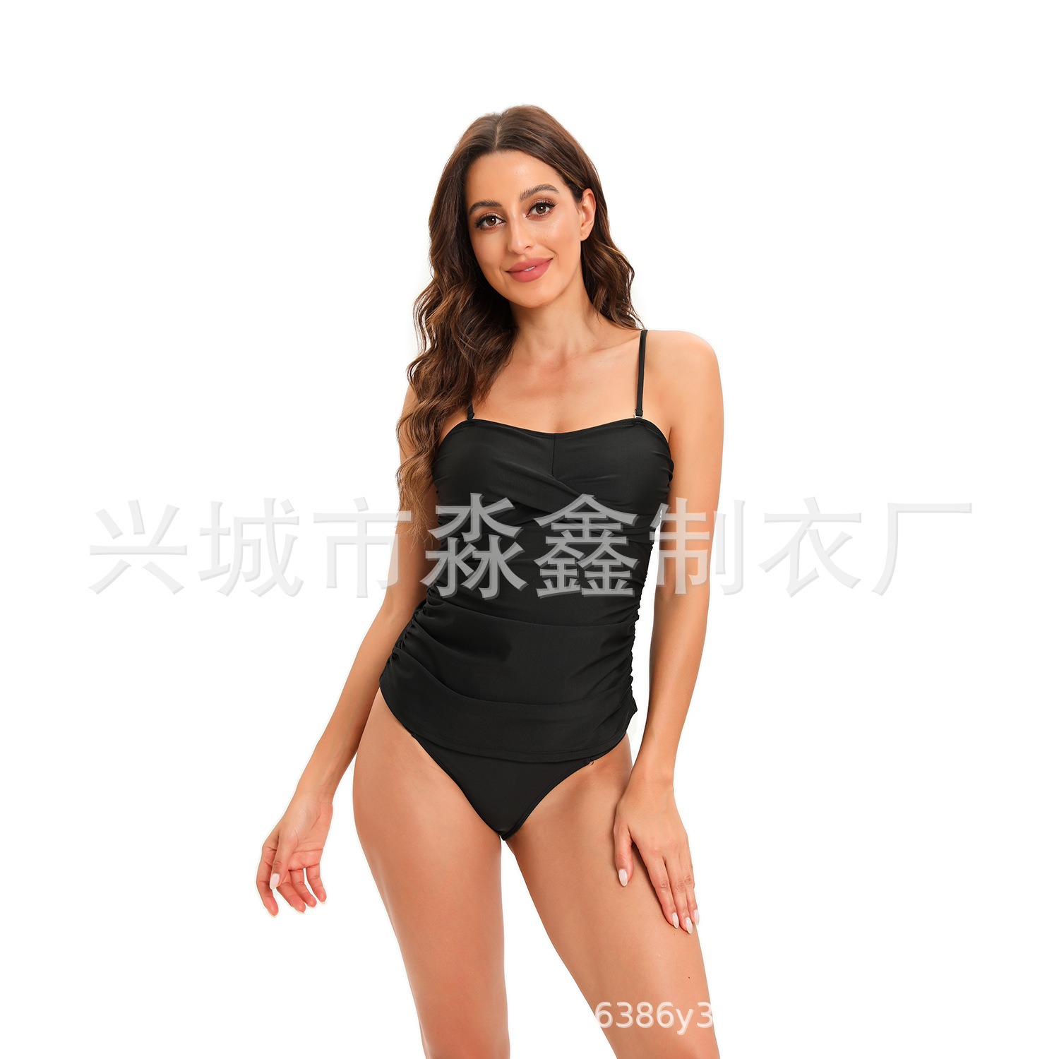 Traje de Baño de Dos Piezas Conservador de Poliéster, Alta Elasticidad, para Natación image 3