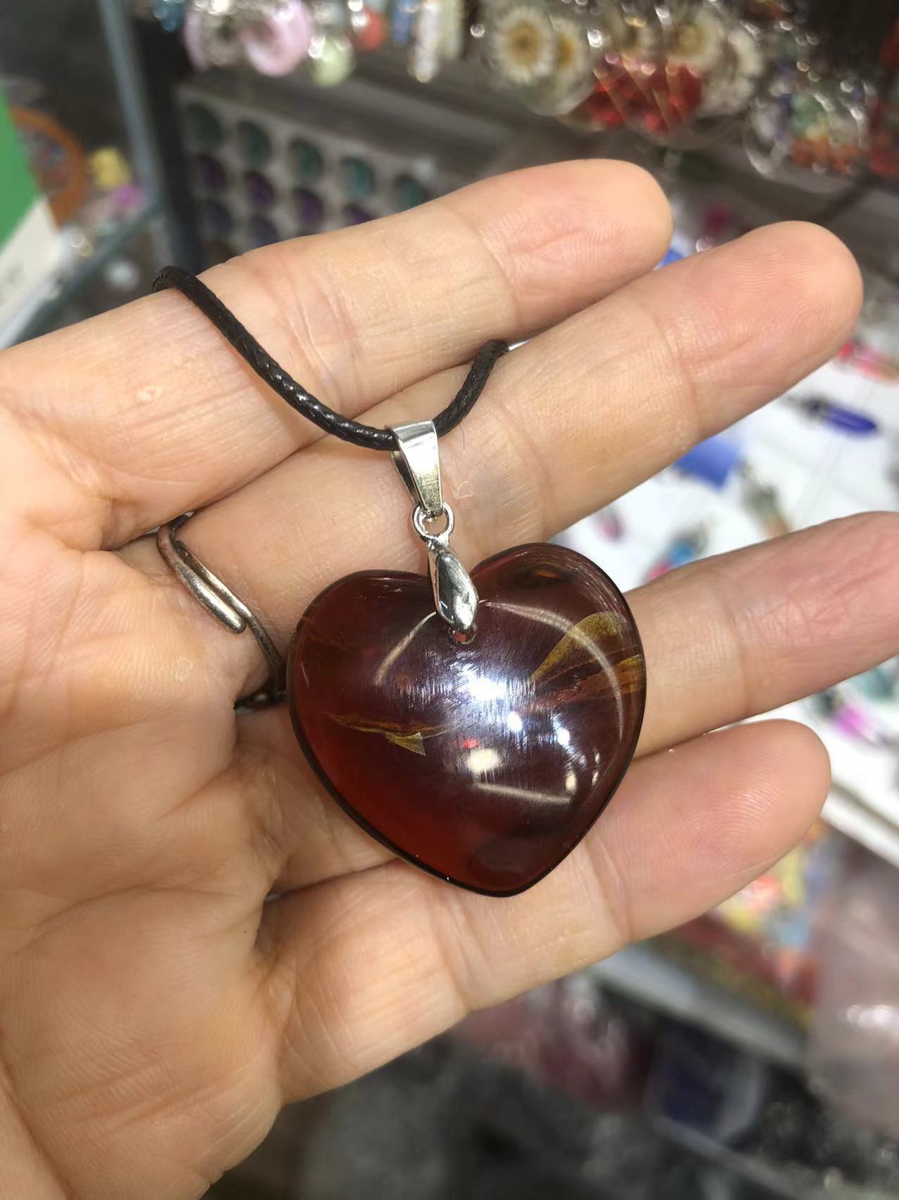 인기 있는 35mm 유리 하트 펜던트