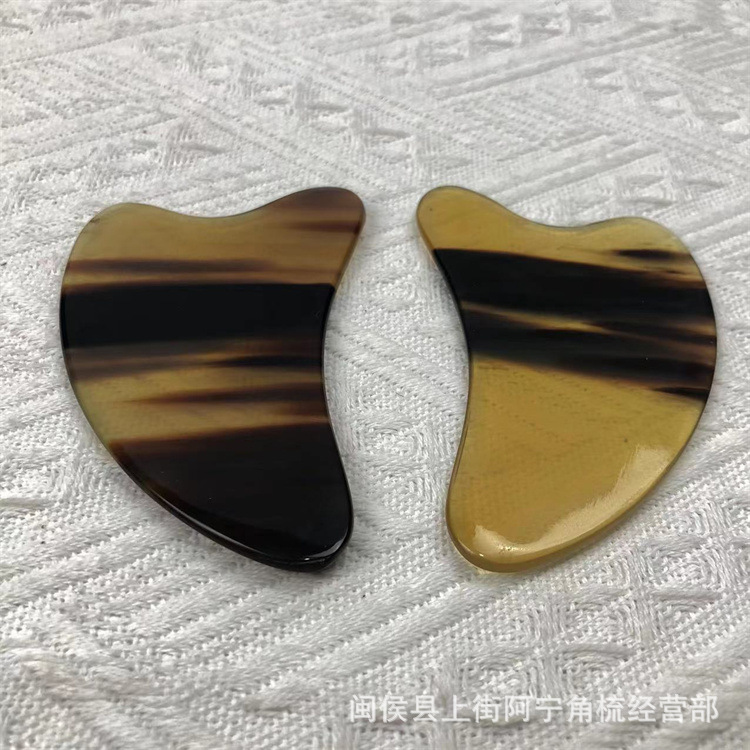 Horn Gua Sha Scraping Board Set Dolphin Heart Triangle Shapes Facial Massage Tool 9.5x5.5cm overview