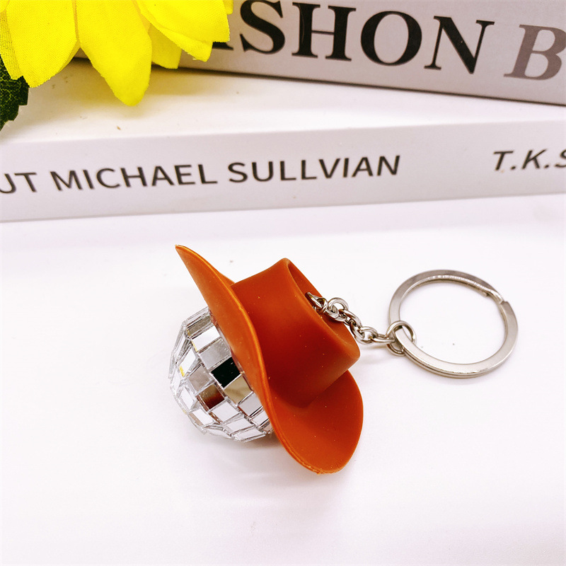 3 cm bola llavero sombrero de vaquero marrón