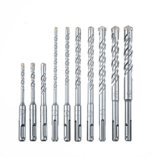 10-Piece Set of Electric Hammer Drill Impact Drill Bits, Cross-Shaped Electric Hammer Drill for Concrete Wall Penetration, Round and Square Shank Electric Hammer Bits for Wall Drilling