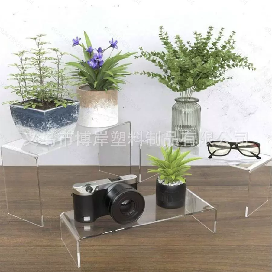 跨境亚克力U型置物架桌面分层增高架透明展示架手办收纳置物架
