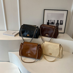 Vintage Soft PU Large Underarm Tote Bag for Women 2023 Autumn/Winter Chic Versatile Simple Chain Single Shoulder Crossbody Bag