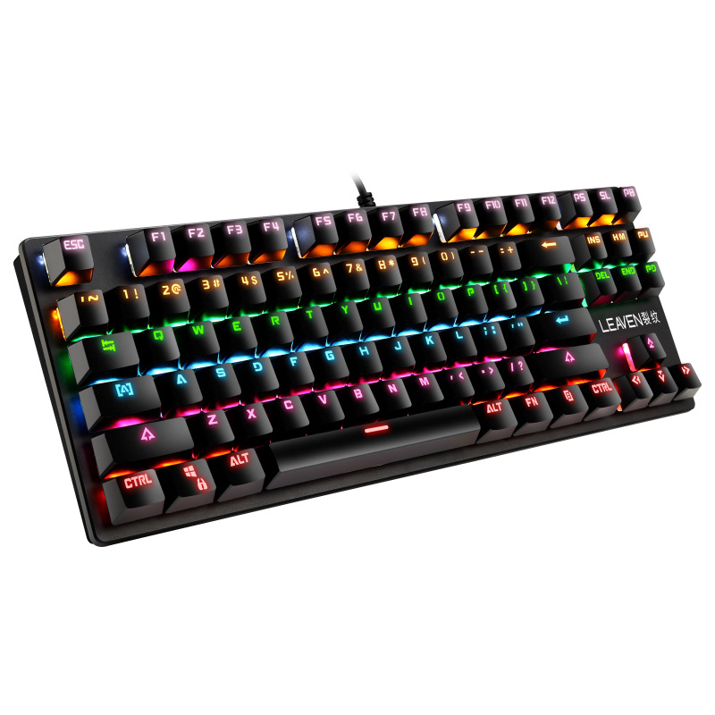 Yunguoguo K7 computadora de oficina Teclado mecánico con cable ABS keycap 87 juego clave e-sports teclado luminoso al por mayor