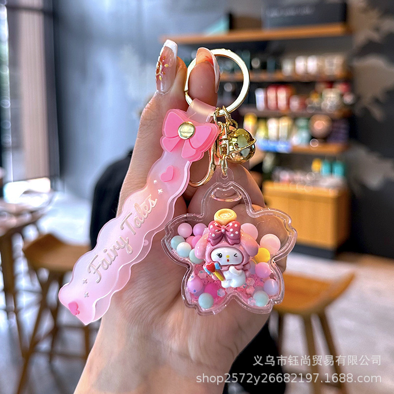 サンリオ カラフルビーズ オイルビーズキーホルダー 携帯ストラップ 女性向け 可愛い バックパック飾り 漫画ギフト 手作り|undefined