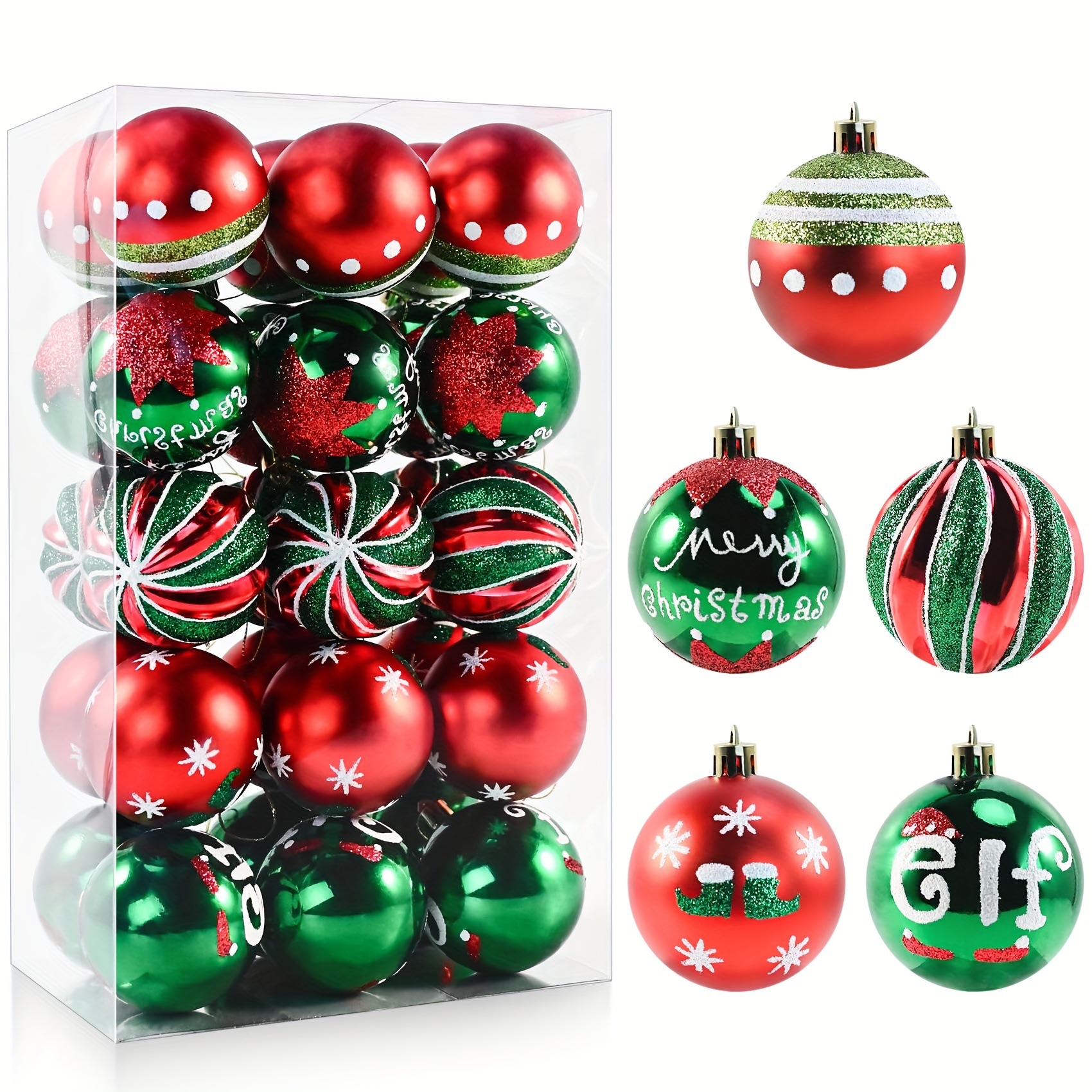 Bola de decoración de Navidad transfronteriza 6cm/30pcs Bola de Navidad pintada de forma especial Bola de decoración de árbol de Navidad