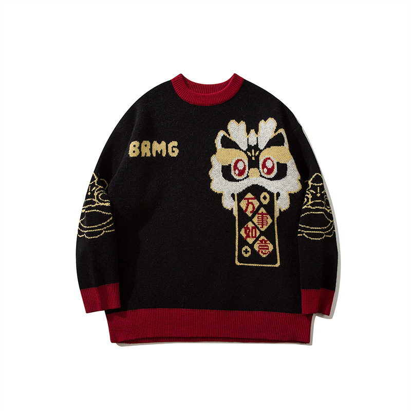 YWFG ropa de mujer americana retro 2025 Año Nuevo otoño pareja alta versátil cuello redondo manga larga suéter de punto
