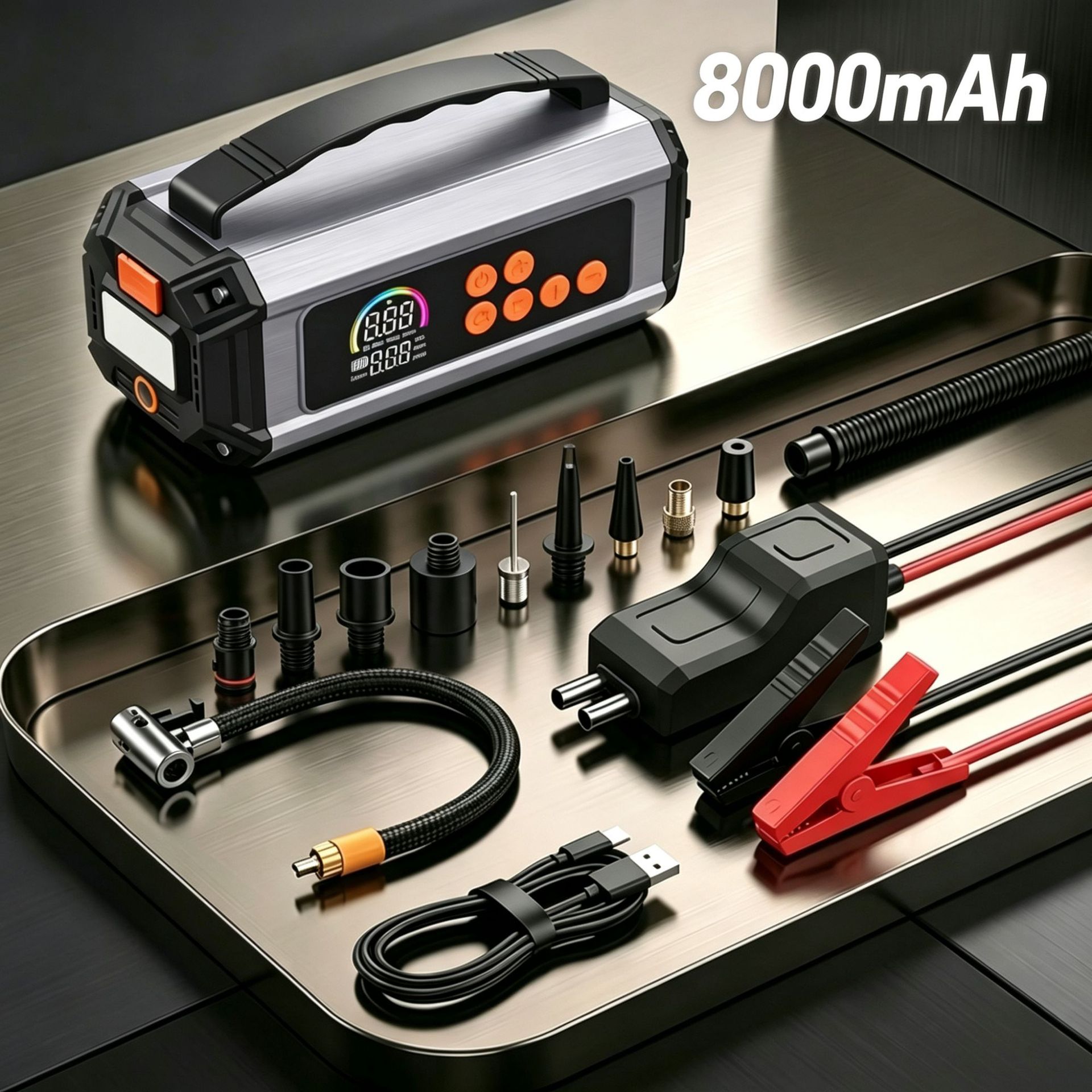 Bomba de aire eléctrica multifuncional portátil con treo eléctrico todo en uno al por mayor dedicada a la bomba de aire de automóviles montada en automóviles