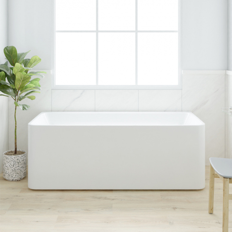 Seamless Integrated Household Thermal Insulation Three-Sided Skirted Freestanding Bathtub, Wall-Mounted, No Installation Required, Japanese-Style Minimalist Adult Bathtub