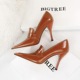 958-1 Retro Women's Shoes Thin Heel High Heel Pointed Deep Mouth Shoes High Heel Shoes Slim Fit Deep Mouth Single Shoes