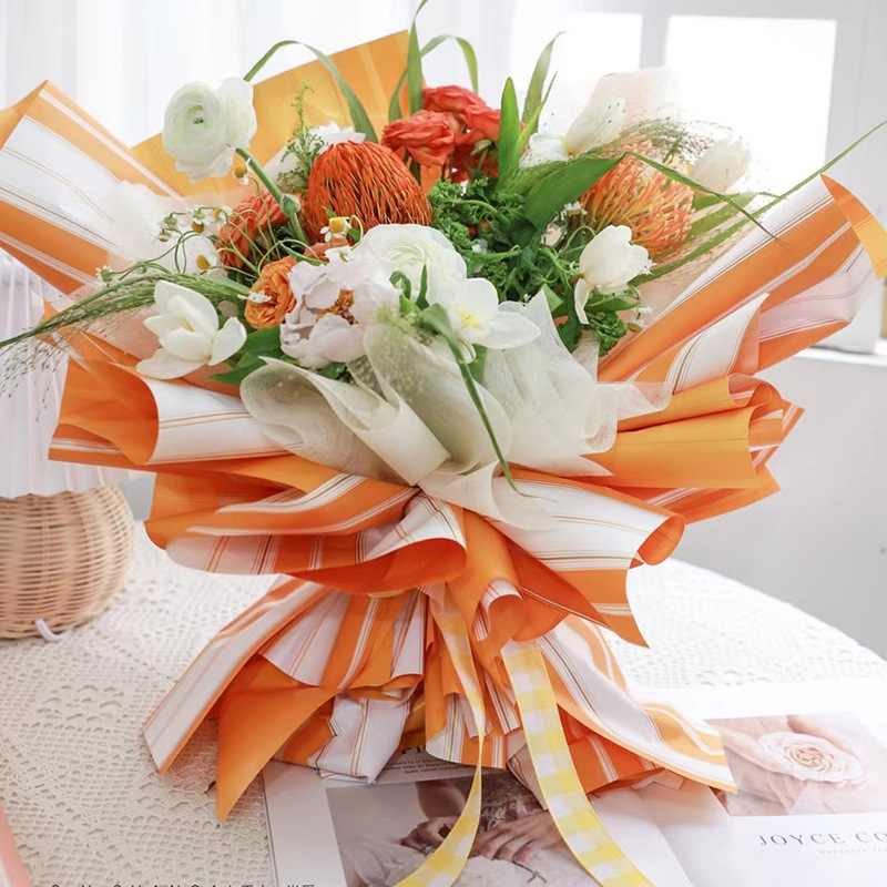 520新款包装纸羽茵纸律动条纹款包装纸双色欧雅纸系列韩式包装纸