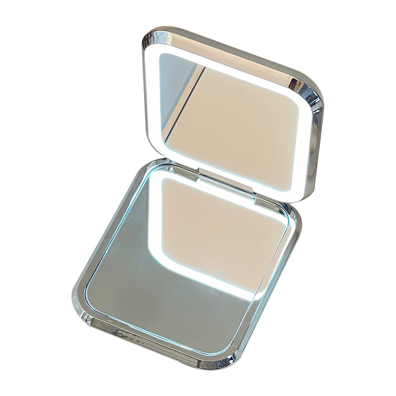 2024 nuevo LED espejo de maquillaje plegable portátil HD estudiante dormitorio princesa escritorio pequeño espejo con luz