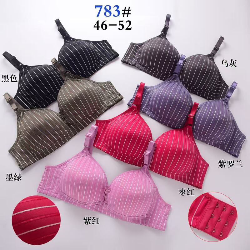 Striped Wire-Free Bra for Women, Thin Style, Push-Up, Anti-Sagging, Breathable, Comfortable, Adjustable Underwear, New Summer Style