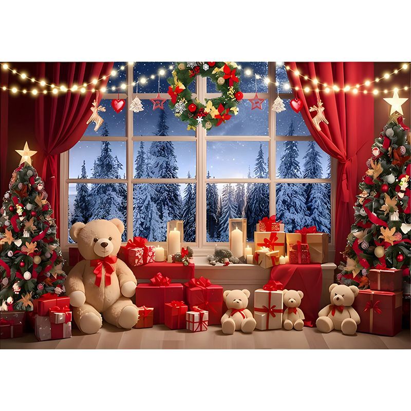 2025国境を越えたアマゾンのギフトボックスクリスマスのドアの幅の背景の布の丸い写真の道具のパーティーの装飾の旗|undefined