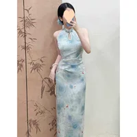 Новое атласное жаккардовое платье в китайском стиле, улучшенное Cheongsam с воротником-стойкой, без рукавов, молодое утягивающее и отбеливающее платье для женщин, лето