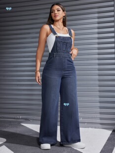 Women's Casual Denim Overalls with Adjustable Straps Loose