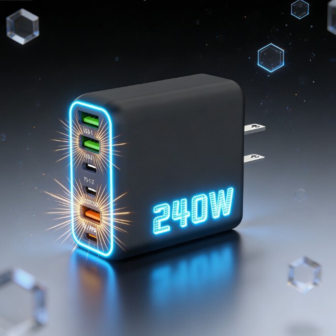 Factory Direct Sales 240W Charger Multi-Port Travel Small Appliance Fast Charging Suitable for Apple and Huawei Multi-Port Charger