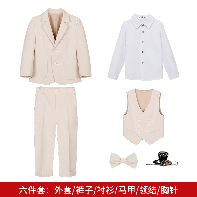 Traje de los muchachos vestido de primavera y otoño nuevo color sólido británico pequeño traje de los muchachos de piano anfitrión actividad rendimiento traje