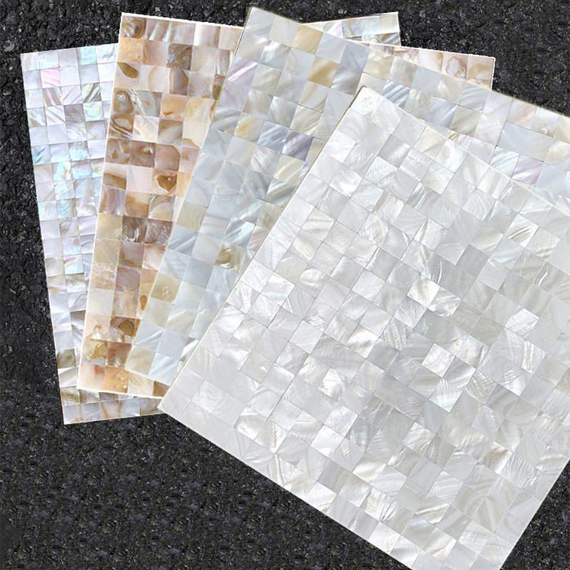 Shell Mosaic White Self-Adhesive Tiles for Dense Tiling on Tv Background Wall, Kitchen Wall, Bar Counter Decoration, Moisture-Proof