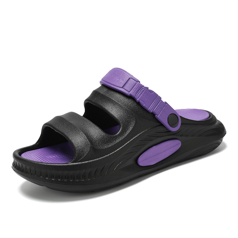 2025 nueva ropa exterior de verano antideslizante pisando heces sandalias y zapatillas de suela gruesa arrastrando al aire libre sandalias de playa de doble uso hombres