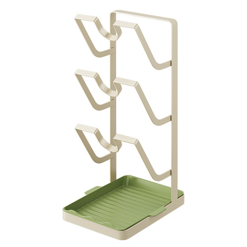 Light luxury kitchen pot lid rack multi-functional countertop storage rack household pot and spatula integrated storage rack drainable chopping board rack