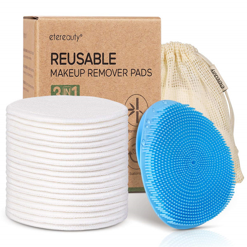 厂家直供亚马逊热销竹纤维竹棉圆筒卸妆棉垫可水洗循环使用卸妆垫