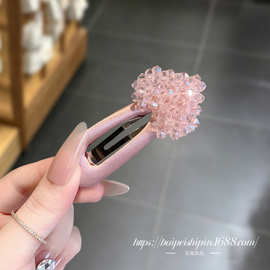 韩系粉色爆闪水钻爱心发夹甜美清新侧边夹百搭少女BB夹碎发刘海夹