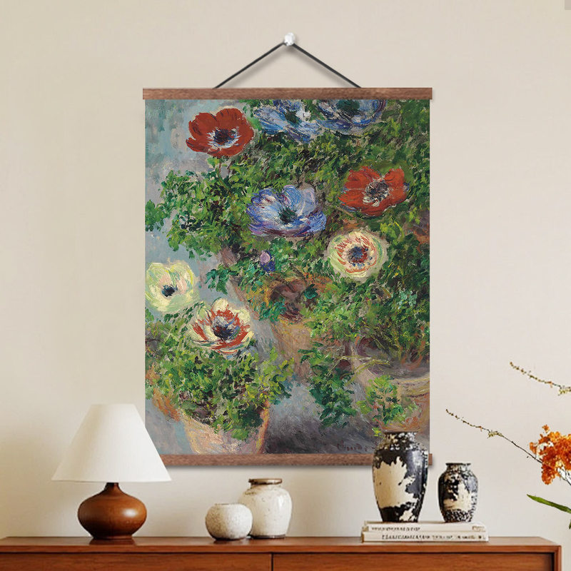 Monet Oil Painting Floral Vintage Wall Art for Entryway, Niche Art Bedroom Wall Decoration, Dining Room Living Room Background Wall Decorative Painting